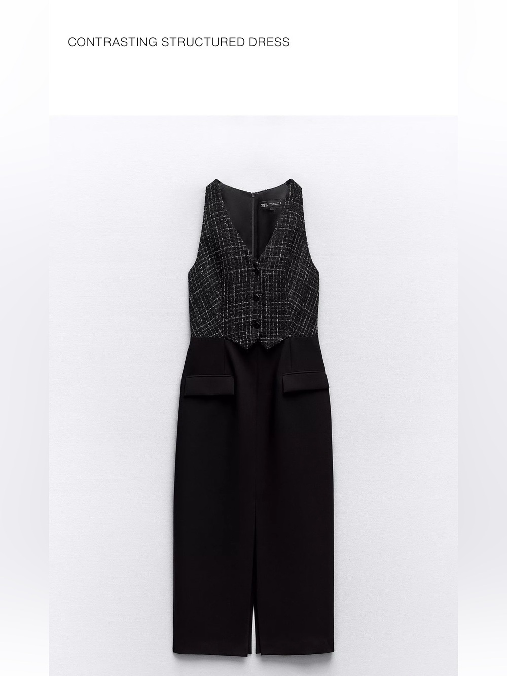 Zara Black Contrast Structured Top